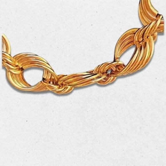 Milor Twisted Circle Chain Necklace Long Length Lobster Clasp Durable Gold W OS - Picture 2 of 4